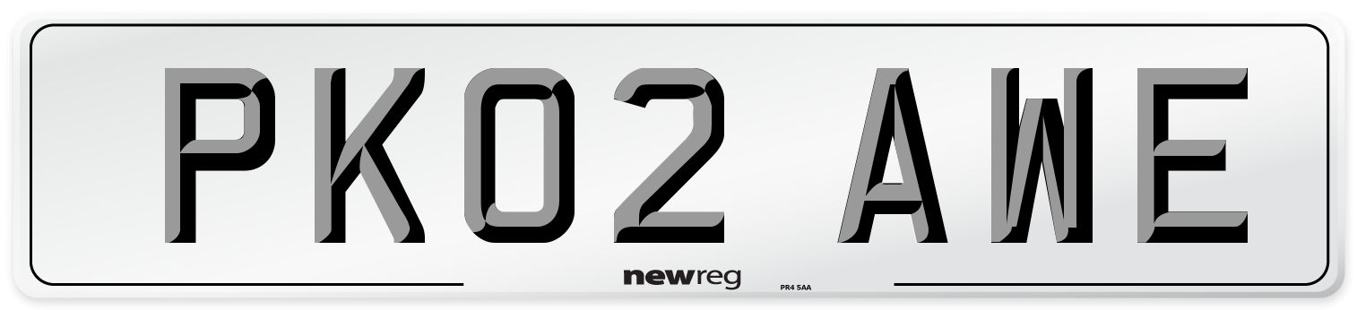 PK02 AWE Number Plate from New Reg